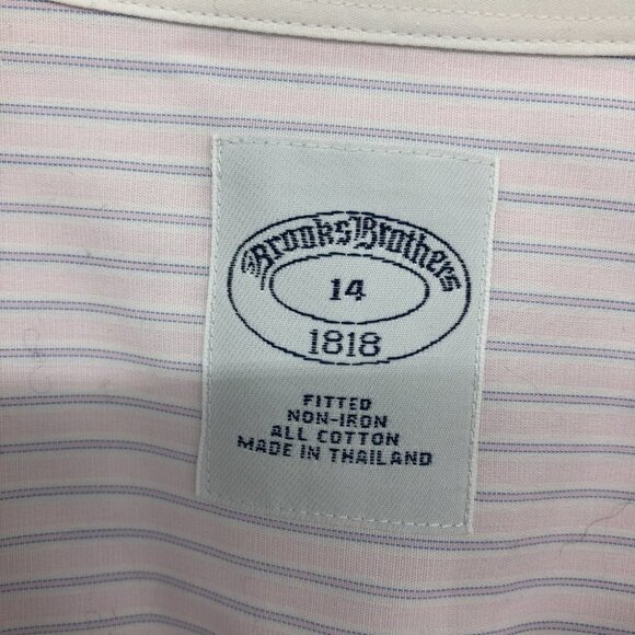 Brooks Brothers Light Pink Pinstriped Button up Long Sleeve Dress Shirt size 14 - Picture 3 of 15